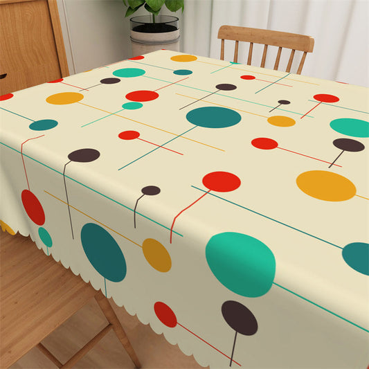 Lofaris Retro Modern Pattern Colorful Dots Square Tablecloth
