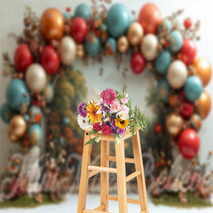 Lofaris Retro Paint Floral Arch Balloon Cake Smash Backdrop
