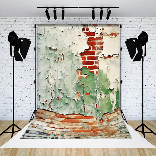 Lofaris Retro Plaster Shabby Red Brick Wall Photo Backdrop
