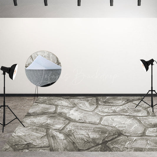 Lofaris Retro Realistic Grey Stone Texture Photo Floor Mat