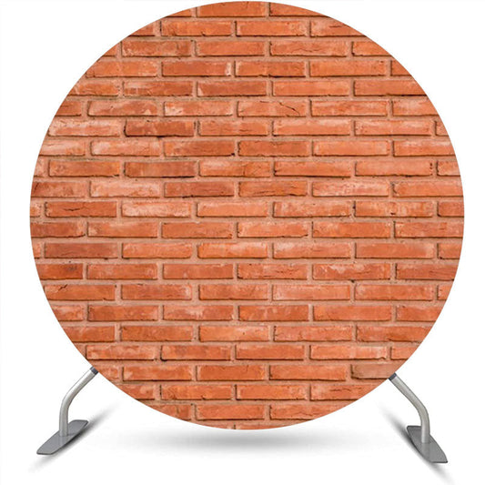 Lofaris Retro Red Brick Wall Texture Round Birthday Backdrop