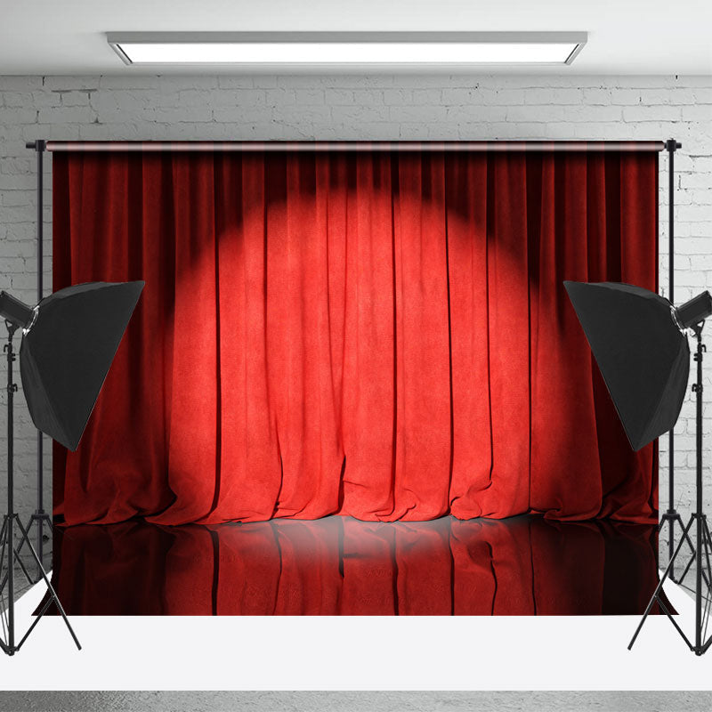 Lofaris Retro Red Curtain Spotlight Stage Photo Backdrop