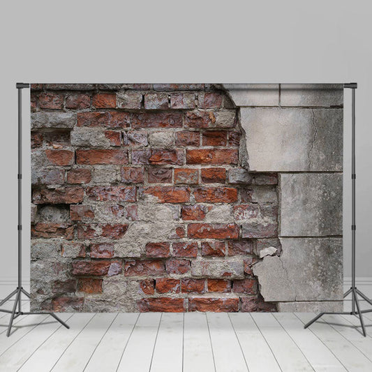 Lofaris Retro Rural Grey Red Brick Wall Portrait Backdrop