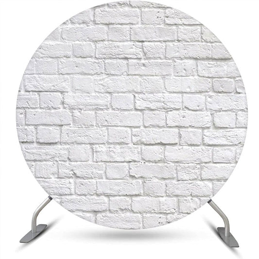 Lofaris Retro Scratched White Brick Round Birthday Backdrop
