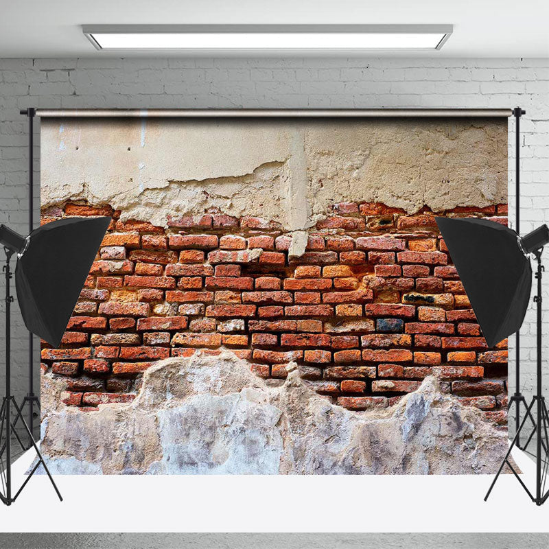 Lofaris Retro Shabby Red White Brick Wall Photo Backdrop