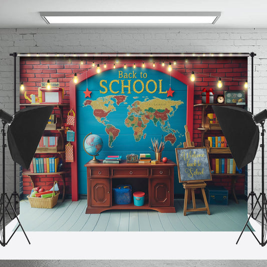 Lofaris Retro Wall Map Back To School Cake Smash Backdrop