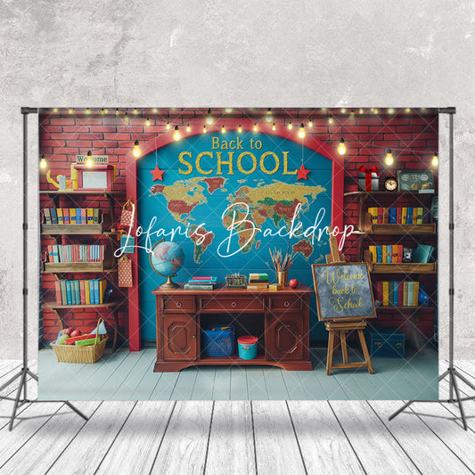 Lofaris Retro Wall Map Back To School Cake Smash Backdrop