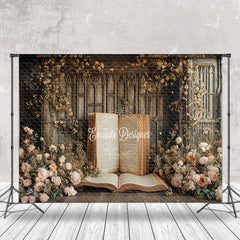Lofaris Retro Wall Old Book Rose Flower Photography Backdrop