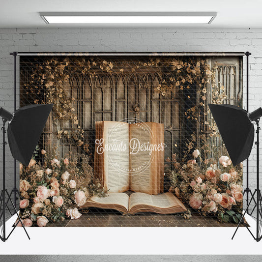 Lofaris Retro Wall Old Book Rose Flower Photography Backdrop