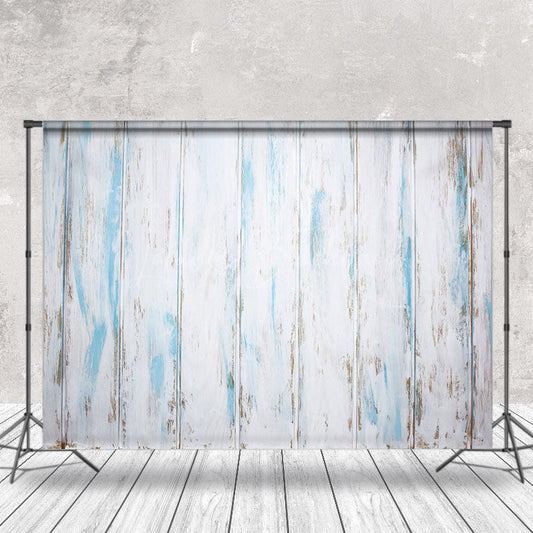 Lofaris Retro White Blue Brown Vertical Stripe Wood Backdrop