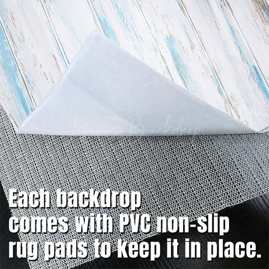 Lofaris Retro White Blue Brown Vertical Stripe Wood Floor Mat