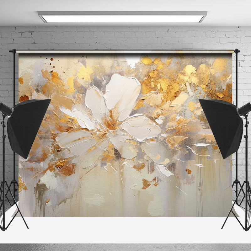 Lofaris Retro White Gold Oil Painting Floral Photo Backdrop