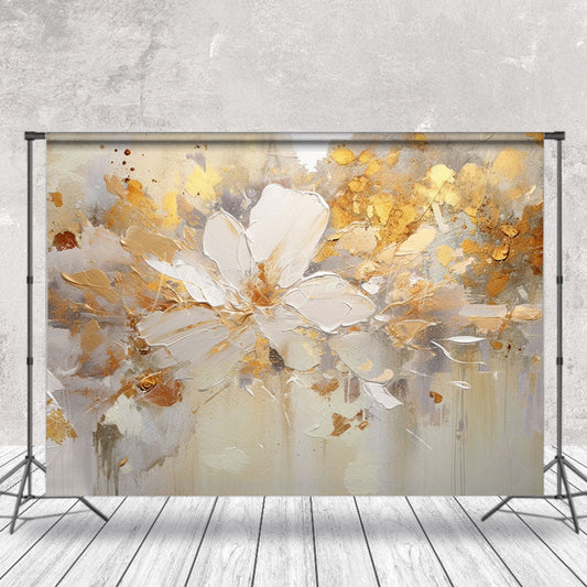 Lofaris Retro White Gold Oil Painting Floral Photo Backdrop