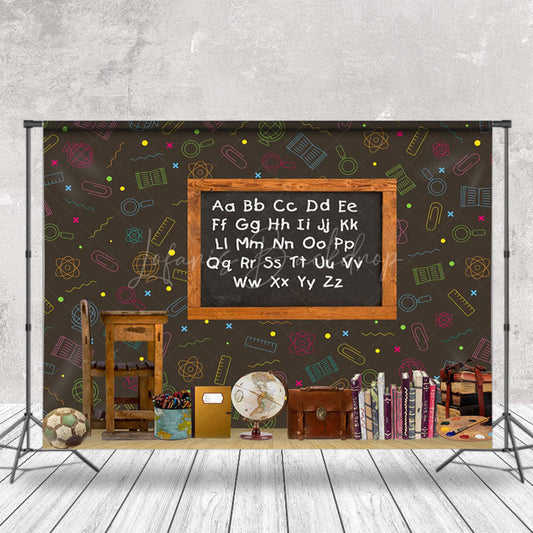 Lofaris Retro Wood Blackboard Alphabet Cake Smash Backdrop