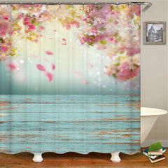 Lofaris Romantic Peach Blossom Petals Bath Shower Curtain