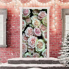 Lofaris Romantic Pink Blooming Rose Valentines Door Cover