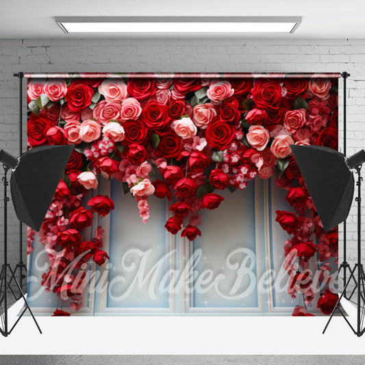 Lofaris Romantic Pink Red Blossom Light Blue Wall Backdrop