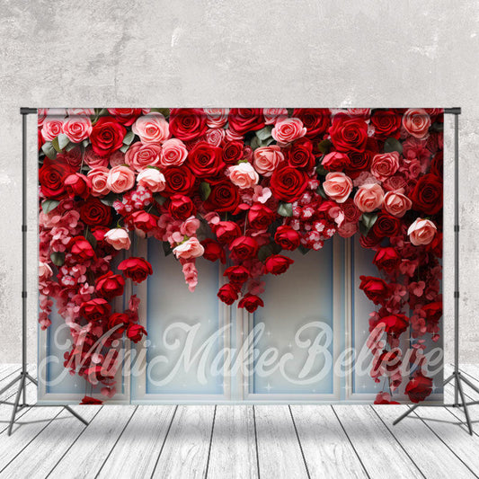 Lofaris Romantic Pink Red Blossom Light Blue Wall Backdrop