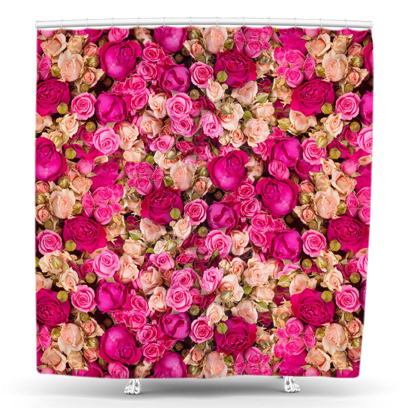 Lofaris Romantic Pink Yellow Rose Bathroom Shower Curtain