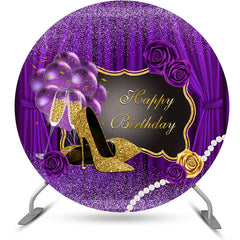 Lofaris Romantic Purple High Heels Round Birthday Backdrop