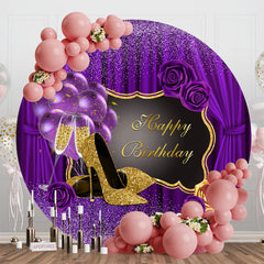 Lofaris Romantic Purple High Heels Round Birthday Backdrop