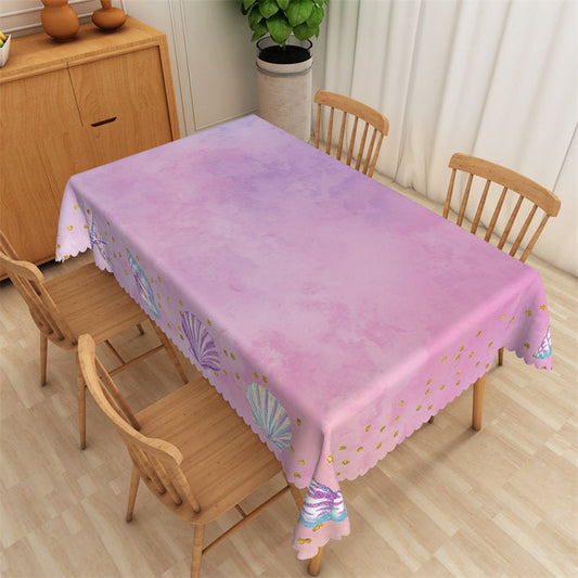 Lofaris Romantic Purple Pink Shell Glitter Party Tablecloth