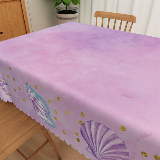 Lofaris Romantic Purple Pink Shell Glitter Party Tablecloth