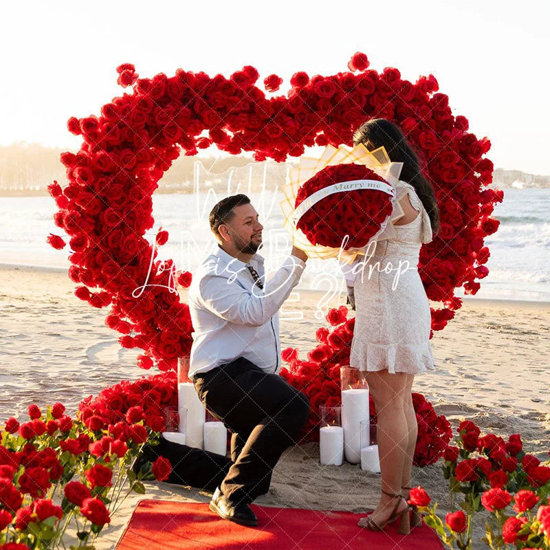 Lofaris Heart Shape Rose Flower Fabric Curtain Wall for Wedding Proposal