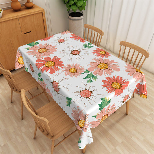 Lofaris Romantic Swishchic Floral Pattern White Tablecloth