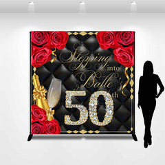 Lofaris Rose Black Gold Custom 50th Fablous Birthday Backdrop