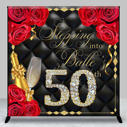 Lofaris Rose Black Gold Custom 50th Fablous Birthday Backdrop