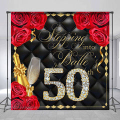 Lofaris Rose Black Gold Custom 50th Fablous Birthday Backdrop
