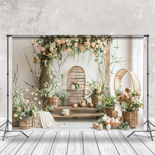 Lofaris Rose Easter Egg Decoration Spring Photo Backdrop