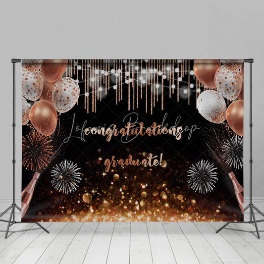 Lofaris Rose Gold Ballon Bokeh Congratulation Graduate Backdorp