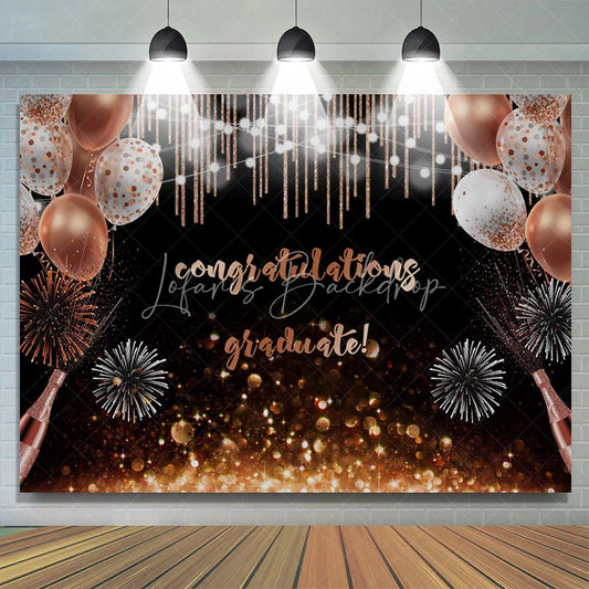 Lofaris Rose Gold Ballon Bokeh Congratulation Graduate Backdorp