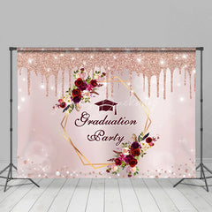 Lofaris Rose Gold Bokeh Floral Graduation Party Backdrop