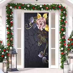 Lofaris Rose Gold Floarl Grey Valentines Day Door Cover