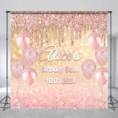 Lofaris Rose Gold Glitter Balloon Custom Birthday Backdrop
