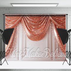 Lofaris Rose Gold Glitter Curtain Retro Wall Photo Backdrop
