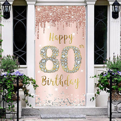 Lofaris Rose Gold Glitter Diamond 80Th Birthday Door Cover