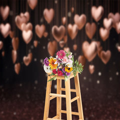 Lofaris Rose Gold Hearts Bokeh Dark Valentines Day Backdrop