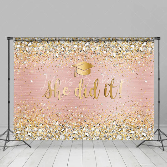 Lofaris Rose Gold She Did It Happy Graduation Backdrop