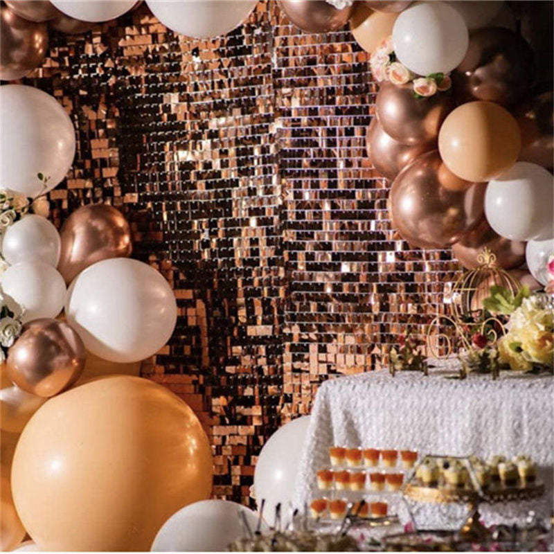 Lofaris Rose Gold Shimmer Wall Panels Sequins Backdrop Banner