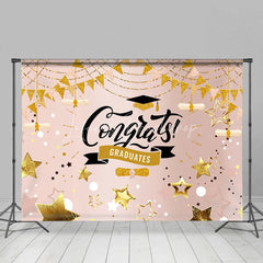 Lofaris Rose Gold Stars And Flags Congrats Graduates Backdrop