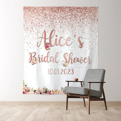 Lofaris Rose Golden And Flowers Bride To Be Wedding Backdrop