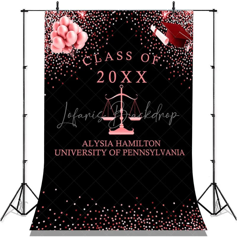 Lofaris Rose Pink Bokeh Ballons Class Of 2022 Black Backdrop