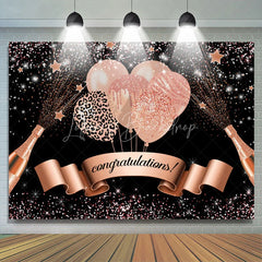 Lofaris Rose Pink Champagne Balloons Graduation Backdrop