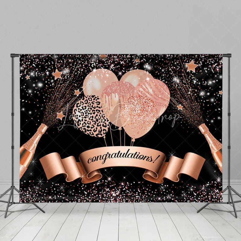 Lofaris Rose Pink Champagne Balloons Graduation Backdrop