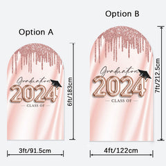 Lofaris Rose Pink Glitter Class Of 2024 Grad Arch Backdrop