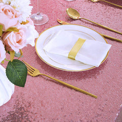 Lofaris Rose Pink Sequin Glitter Rectangle Banquet Tablecloth